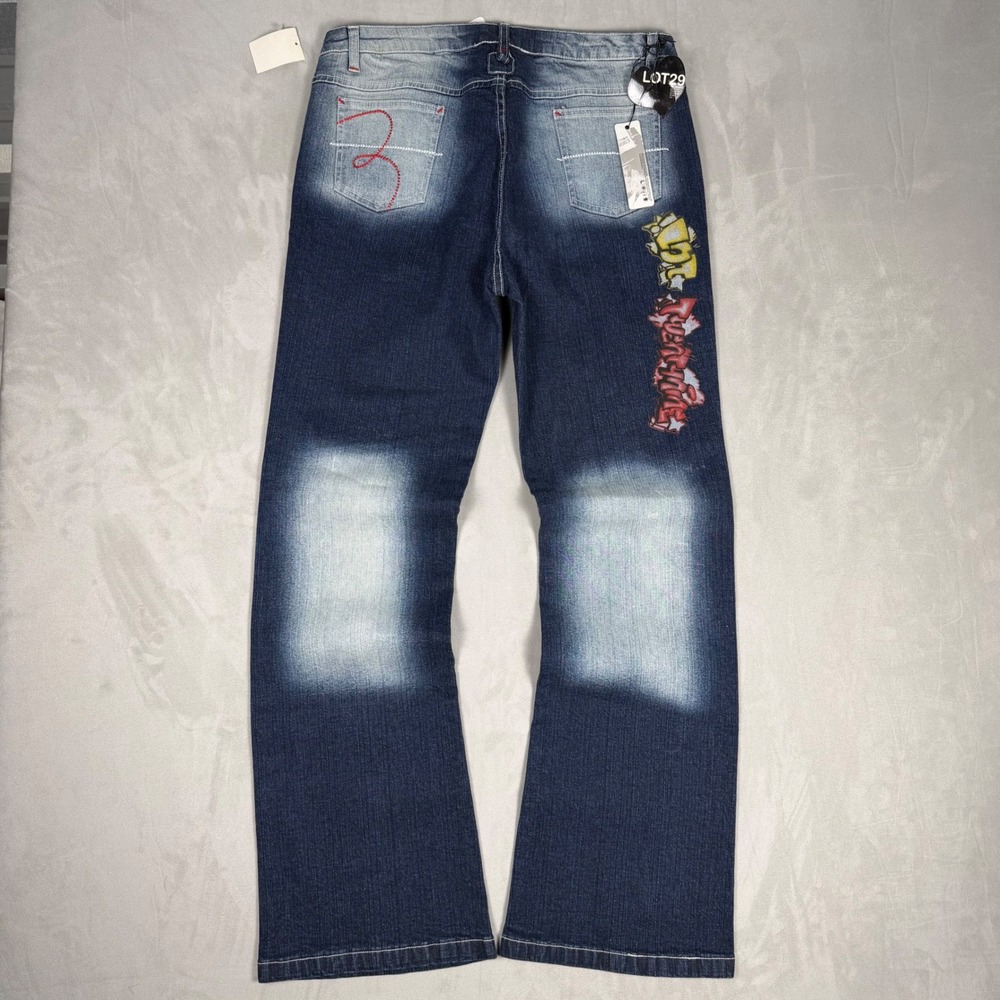 Y2K Womens Lot29 Tweety Bird Graffiti Graphic Wide Leg Jeans Size 13 NWT
